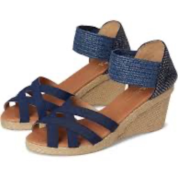 Andre Assous Adin Women's Wedge Shoes Navy size US 5.5/6 EU36 - Picture 1 of 8